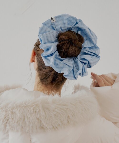 Chico（チコ）の「ストライプBIGシュシュ（シュシュ・レディース・ピンク/ブルー/ベージュ・FREE）」の5枚目の写真