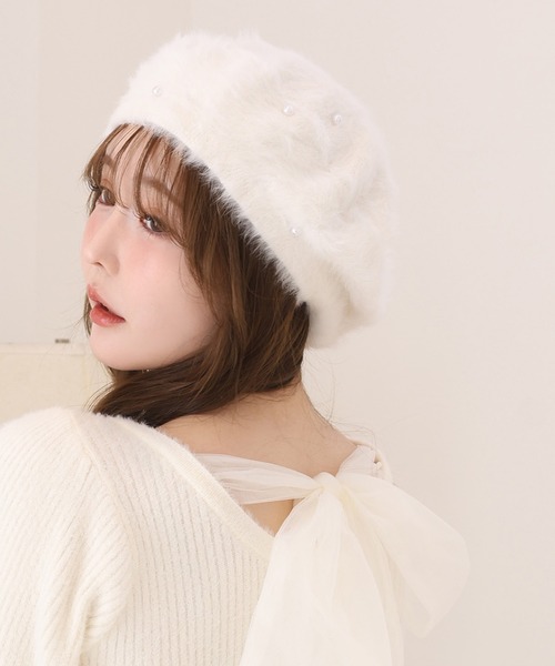 セール】パール付きベレー帽（ハンチング/ベレー帽）｜one after