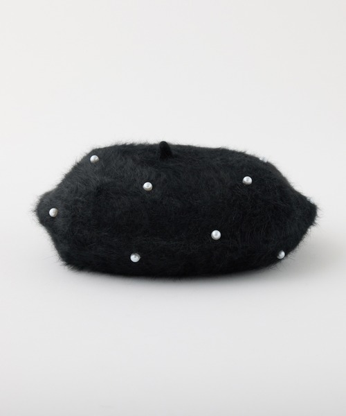 one after another NICE CLAUP（ワンアフターアナザーナイスクラップ）の「パール付きベレー帽（ハンチング/ベレー帽・レディース・ブラック/アイボリー・FREE）」の5枚目の写真