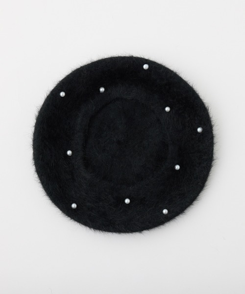 one after another NICE CLAUP（ワンアフターアナザーナイスクラップ）の「パール付きベレー帽（ハンチング/ベレー帽・レディース・ブラック/アイボリー・FREE）」の6枚目の写真