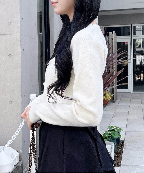 INGNI（イング）の「フロントリボンリブ切替ニット（ニット/セーター・レディース・アイボリー/ブラック/ピンク系その他2・M）」の13枚目の写真