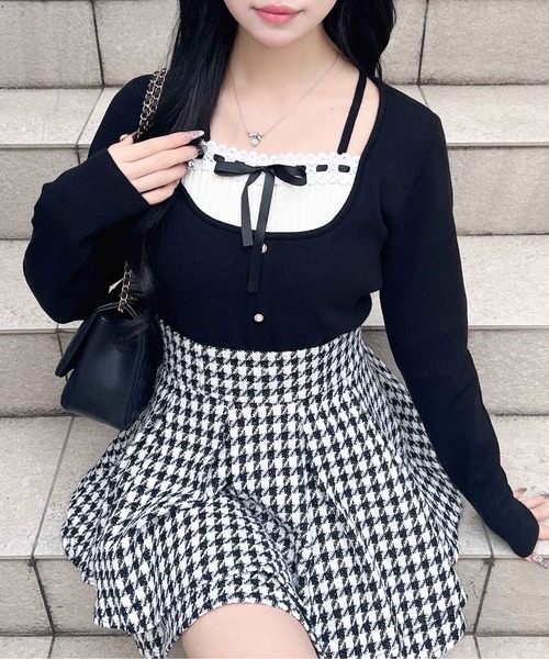 INGNI（イング）の「フロントリボンリブ切替ニット（ニット/セーター・レディース・アイボリー/ブラック/ピンク系その他2・M）」の17枚目の写真