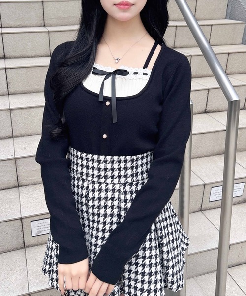 INGNI（イング）の「フロントリボンリブ切替ニット（ニット/セーター・レディース・アイボリー/ブラック/ピンク系その他2・M）」の18枚目の写真