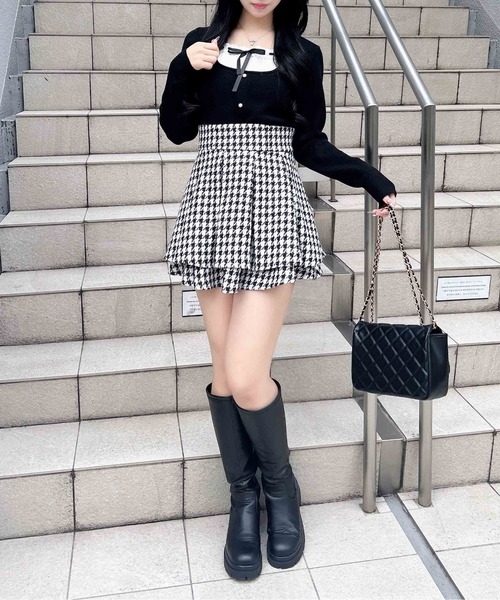 INGNI（イング）の「フロントリボンリブ切替ニット（ニット/セーター・レディース・アイボリー/ブラック/ピンク系その他2・M）」の5枚目の写真