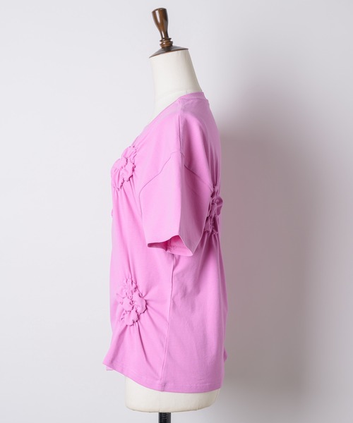 yae（ヤエ）の「Flower Crinkle T-shirt / フラワークリンクルTシャツ（Tシャツ/カットソー・レディース・ホワイト/ライトブルー/ブラック/ピンク・FREE）」の10枚目の写真