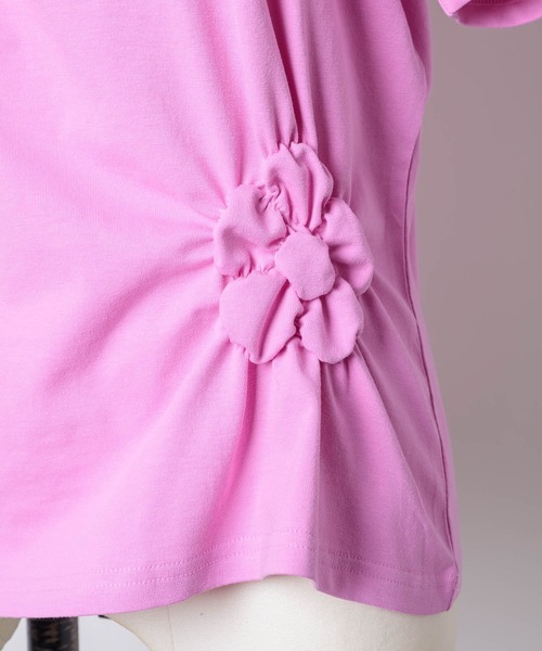 yae（ヤエ）の「Flower Crinkle T-shirt / フラワークリンクルTシャツ（Tシャツ/カットソー・レディース・ホワイト/ライトブルー/ブラック/ピンク・FREE）」の7枚目の写真