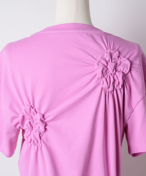 yae（ヤエ）の「Flower Crinkle T-shirt / フラワークリンクルTシャツ（Tシャツ/カットソー・レディース・ホワイト/ライトブルー/ブラック/ピンク・FREE）」の8枚目の写真