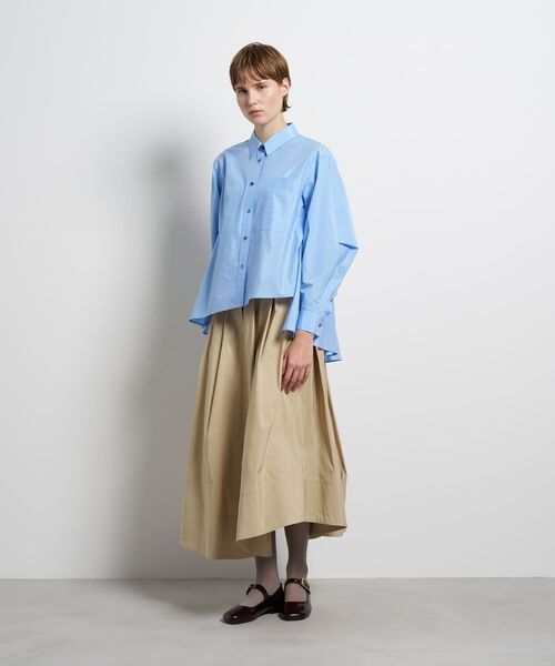 LANVIN en Bleu（ランバンオンブルー）の「シルキータイプライターフレアシャツ（シャツ/ブラウス・レディース・ブルー/オフホワイト・38）」の10枚目の写真