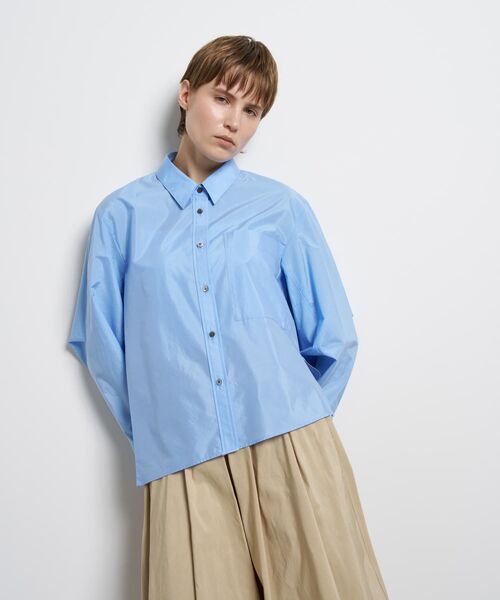 LANVIN en Bleu（ランバンオンブルー）の「シルキータイプライターフレアシャツ（シャツ/ブラウス・レディース・ブルー/オフホワイト・38）」の13枚目の写真