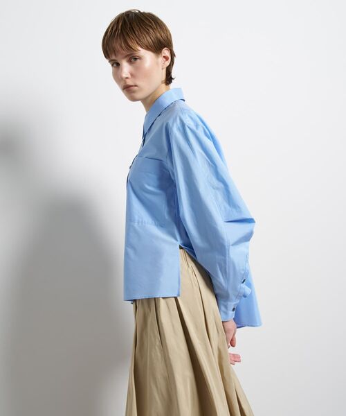LANVIN en Bleu（ランバンオンブルー）の「シルキータイプライターフレアシャツ（シャツ/ブラウス・レディース・ブルー/オフホワイト・38）」の14枚目の写真