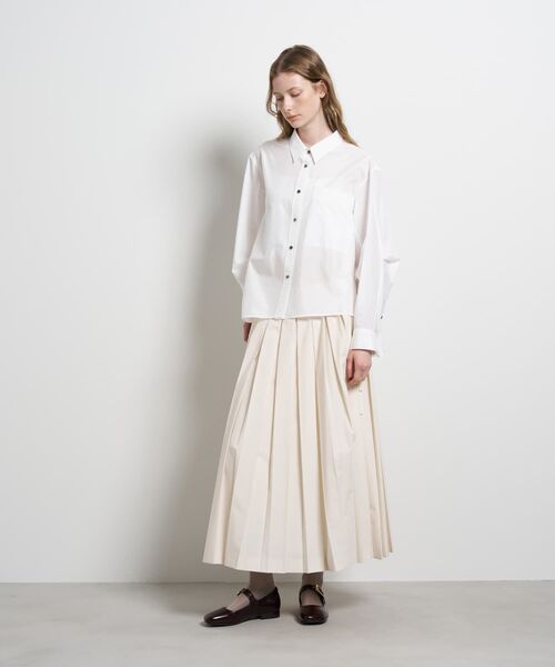 LANVIN en Bleu（ランバンオンブルー）の「シルキータイプライターフレアシャツ（シャツ/ブラウス・レディース・ブルー/オフホワイト・38）」の17枚目の写真