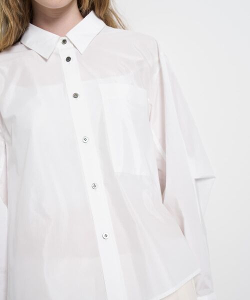 LANVIN en Bleu（ランバンオンブルー）の「シルキータイプライターフレアシャツ（シャツ/ブラウス・レディース・ブルー/オフホワイト・38）」の9枚目の写真