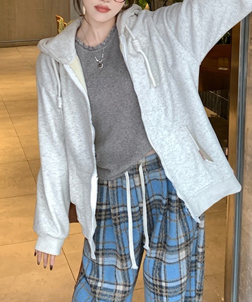 Miniministore(ミニミニストア)の「フリル リブニットトップス クルーネック(ニット/セーター・レディース・ホワイト/ブラック/ライトブルー/アイボリー/グレー・FREE)」の17枚目の写真
