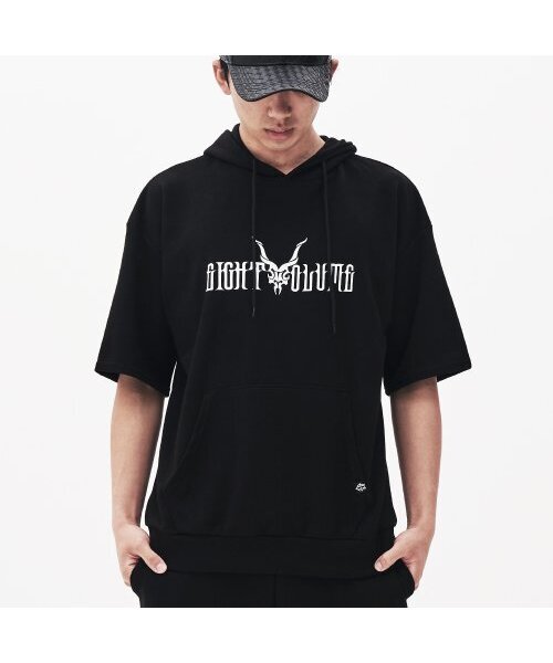 EIGHTVOLUME（エイトボリューム）の「EV クドゥ スカル 半袖フードパーカー (ブラック)（パーカー・メンズ・その他・ONESIZE）」の4枚目の写真