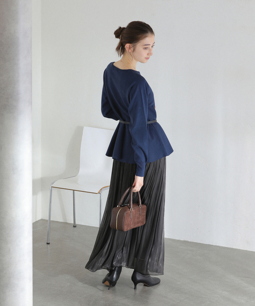 La TOTALITE(ラトータリテ)の「【洗える】ウォッシャブルペプラムニットプルオーバー(ニット/セーター・レディース・ホワイト/ネイビー/サックスブルー・FREE)」の13枚目の写真