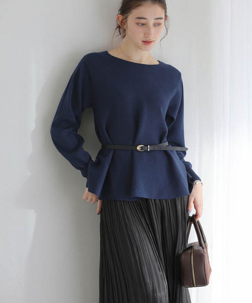 La TOTALITE(ラトータリテ)の「【洗える】ウォッシャブルペプラムニットプルオーバー(ニット/セーター・レディース・ホワイト/ネイビー/サックスブルー・FREE)」の15枚目の写真