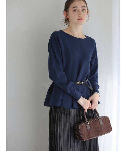 La TOTALITE(ラトータリテ)の「【洗える】ウォッシャブルペプラムニットプルオーバー(ニット/セーター・レディース・ホワイト/ネイビー/サックスブルー・FREE)」の16枚目の写真