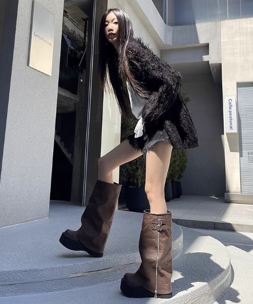 セール】【ロング】ZIPベルトカバーブーツ（ブーツ）｜LAC-VERT