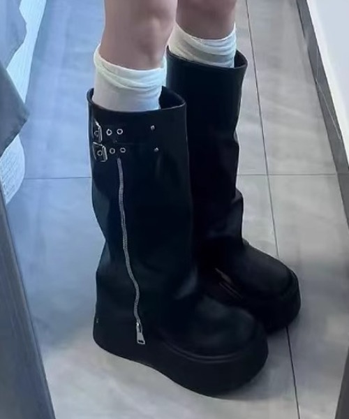 LAC-VERT（ラック・ヴェール）の「【ロング】ZIPベルトカバーブーツ（ブーツ・レディース・ブラック/ブラウン・SMALL/MEDIUM/LARGE）」の12枚目の写真