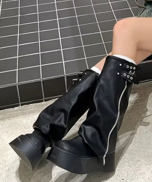 LAC-VERT（ラック・ヴェール）の「【ロング】ZIPベルトカバーブーツ（ブーツ・レディース・ブラック/ブラウン・SMALL/MEDIUM/LARGE）」の9枚目の写真