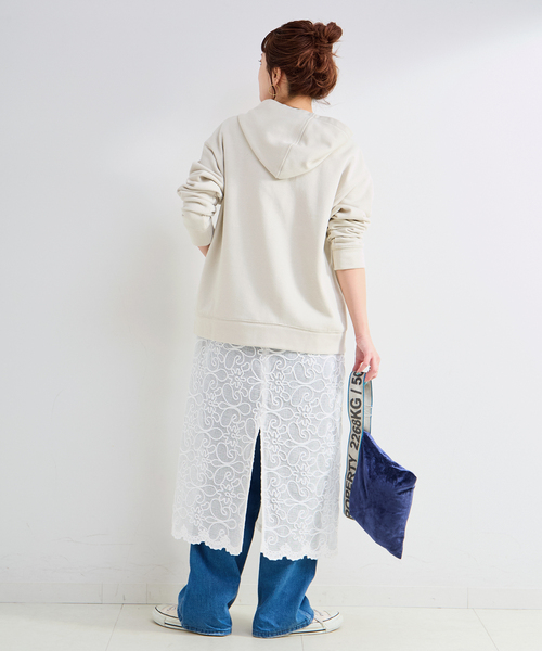 B.C STOCK（ベーセーストック）の「ウォッシャブル / ラメ裏毛オープンフーディ（パーカー・レディース・グレー/アイボリー・FREE）」の8枚目の写真