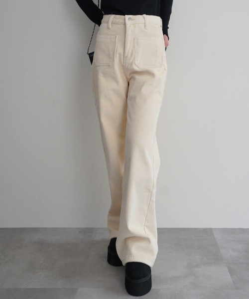 Rashik（ラシク）の「コーデュロイ起毛フレアパンツ（その他パンツ・レディース・ブラウン/ブラック/アイボリー・M/S）」の4枚目の写真