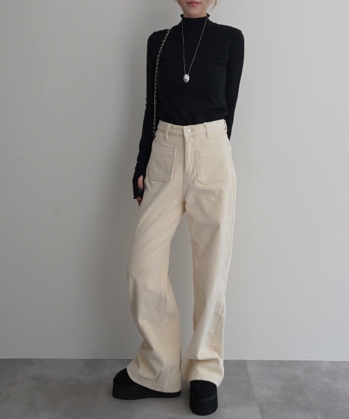 Rashik（ラシク）の「コーデュロイ起毛フレアパンツ（その他パンツ・レディース・ブラウン/ブラック/アイボリー・M/S）」の5枚目の写真