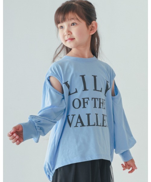 A BAG OF CHIPS（アバッグオブチップス）の「NHT/エヌエイチティー LILYスリットロングＴシャツ（Tシャツ/カットソー・キッズ・アイボリー/サックスブルー/グレー・140cm/150cm/160cm/110cm/120cm/130cm）」の3枚目の写真