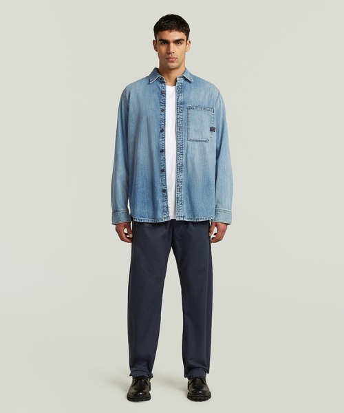 G-STAR(ジースター)の「Pleated Loose Tapered Chino/フロントプリーツルーズテーパードチノパンツ(チノパンツ・メンズ・ダークブルー・29/30/30/30/31/30/32/30/34/30/33/30/28/30/36/30)」の4枚目の写真
