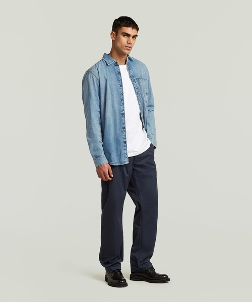 G-STAR(ジースター)の「Pleated Loose Tapered Chino/フロントプリーツルーズテーパードチノパンツ(チノパンツ・メンズ・ダークブルー・29/30/30/30/31/30/32/30/34/30/33/30/28/30/36/30)」の5枚目の写真