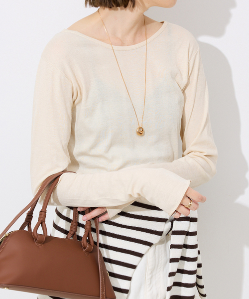 MILLER(ミラー)の「《追加》miller SLOBE別注 SHEER RIB クルーネック(Tシャツ/カットソー・レディース・ライトグリーン/ベージュ系その他/ピンク系その他/ホワイト・FREE)」の3枚目の写真