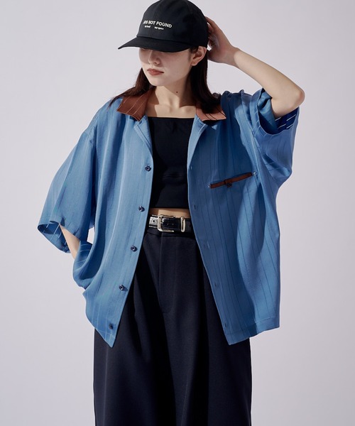 Lui's(ルイス)の「SURJENT ショートスリーブオープンカラーシャツ(シャツ/ブラウス・メンズ・ネイビー/ブラック・2/1)」の2枚目の写真
