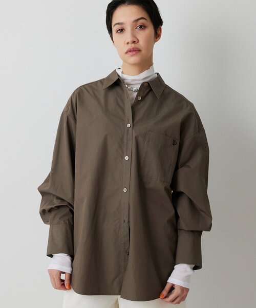 THE PAUSE（ザ ポーズ）の「【THE PAUSE】ポケットシシュウシャツ（シャツ/ブラウス・レディース・モカ/オフホワイト・FREE）」の2枚目の写真