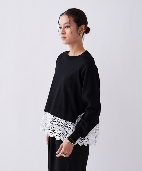 cloenc(クロエンス)の「【手洗い可】レースドッキングニットプルオーバー(ニット/セーター・レディース・ホワイト系7/グリーン系5/ブラック系4・02)」の18枚目の写真