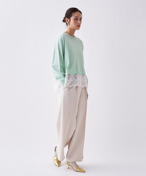 cloenc(クロエンス)の「【手洗い可】レースドッキングニットプルオーバー(ニット/セーター・レディース・ホワイト系7/グリーン系5/ブラック系4・02)」の22枚目の写真