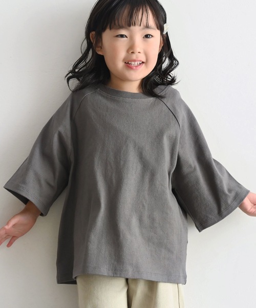 PUPPAPUPO(プッパプーポ)の「ラグラン 6分袖 半袖 Tシャツ 太番手(Tシャツ/カットソー・キッズ・ホワイト/ミント/チャコール・80/90/100/110)」の2枚目の写真