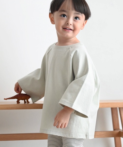 PUPPAPUPO(プッパプーポ)の「ラグラン 6分袖 半袖 Tシャツ 太番手(Tシャツ/カットソー・キッズ・ホワイト/ミント/チャコール・80/90/100/110)」の3枚目の写真