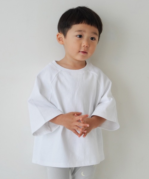 PUPPAPUPO(プッパプーポ)の「ラグラン 6分袖 半袖 Tシャツ 太番手(Tシャツ/カットソー・キッズ・ホワイト/ミント/チャコール・80/90/100/110)」の11枚目の写真
