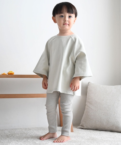 PUPPAPUPO(プッパプーポ)の「ラグラン 6分袖 半袖 Tシャツ 太番手(Tシャツ/カットソー・キッズ・ホワイト/ミント/チャコール・80/90/100/110)」の4枚目の写真