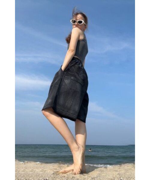 UNLC(ユーエヌエルシー)の「ダーティハンドペインティングバミューダパンツブラック(その他パンツ・メンズ・その他・LARGE/MEDIUM)」の9枚目の写真