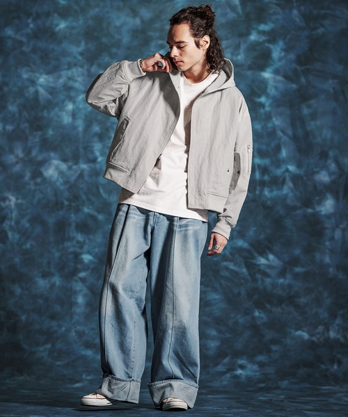 Jih Nunc（ジーヌンク）の「mj11348-ナイロン比翼ジップブルゾン(JIH-R1146)（ブルゾン・メンズ・ベージュ/グレー/ライトグリーン・L/M/S）」の6枚目の写真