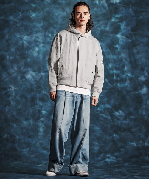 Jih Nunc（ジーヌンク）の「mj11348-ナイロン比翼ジップブルゾン(JIH-R1146)（ブルゾン・メンズ・ベージュ/グレー/ライトグリーン・L/M/S）」の7枚目の写真