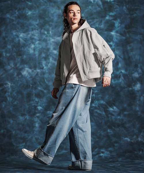 Jih Nunc（ジーヌンク）の「mj11348-ナイロン比翼ジップブルゾン(JIH-R1146)（ブルゾン・メンズ・ベージュ/グレー/ライトグリーン・L/M/S）」の8枚目の写真