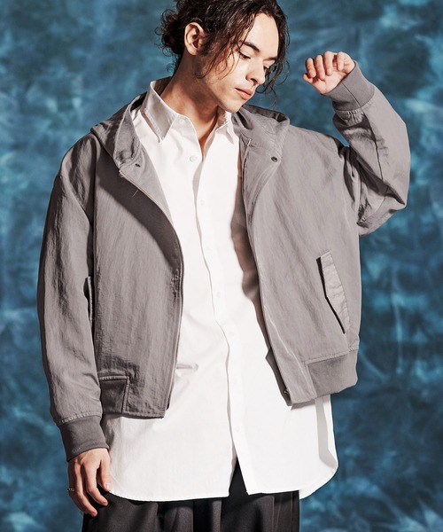 Jih Nunc（ジーヌンク）の「mj11348-ナイロン比翼ジップブルゾン(JIH-R1146)（ブルゾン・メンズ・ベージュ/グレー/ライトグリーン・L/M/S）」の9枚目の写真