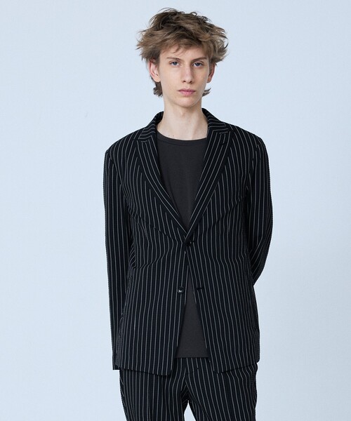 5351 POUR LES HOMMES（ゴーサンゴーイチプールオム）の「【セットアップ対応】Dot Air サッカーストライプ ジャケット（テーラードジャケット・メンズ・ホワイト/ブラック・50/48/46/44）」の4枚目の写真