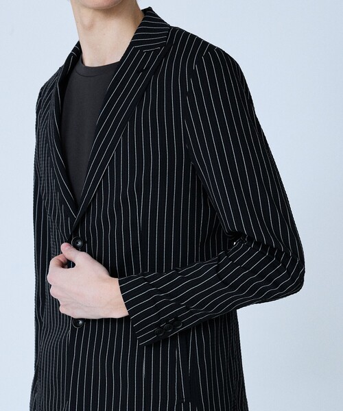 5351 POUR LES HOMMES（ゴーサンゴーイチプールオム）の「【セットアップ対応】Dot Air サッカーストライプ ジャケット（テーラードジャケット・メンズ・ホワイト/ブラック・50/48/46/44）」の8枚目の写真