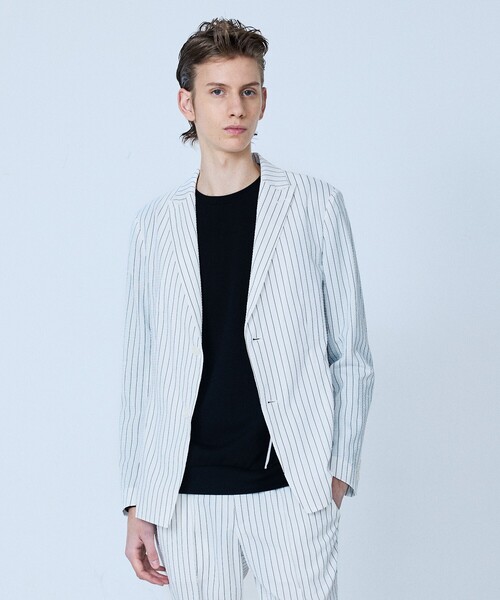 5351 POUR LES HOMMES（ゴーサンゴーイチプールオム）の「【セットアップ対応】Dot Air サッカーストライプ ジャケット（テーラードジャケット・メンズ・ホワイト/ブラック・50/48/46/44）」の8枚目の写真