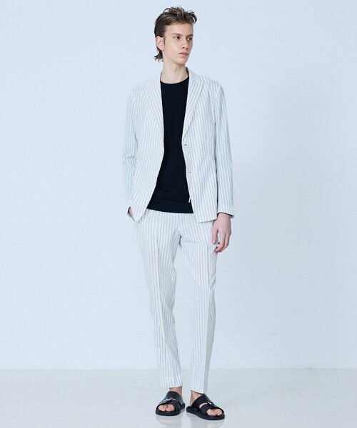 5351 POUR LES HOMMES（ゴーサンゴーイチプールオム）の「【セットアップ対応】Dot Air サッカーストライプ ジャケット（テーラードジャケット・メンズ・ホワイト/ブラック・50/48/46/44）」の6枚目の写真