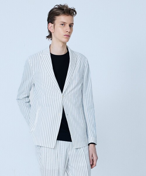 5351 POUR LES HOMMES（ゴーサンゴーイチプールオム）の「【セットアップ対応】Dot Air サッカーストライプ ジャケット（テーラードジャケット・メンズ・ホワイト/ブラック・50/48/46/44）」の5枚目の写真