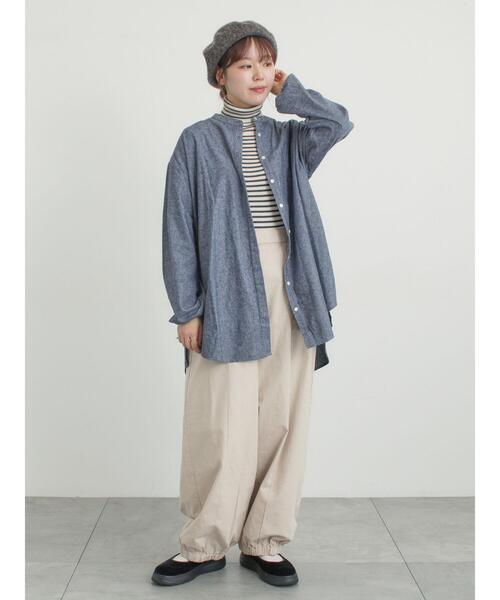 Samansa Mos2（サマンサ モスモス）の「【M/Lサイズ】センターピンタック裾ギャザーパンツ（その他パンツ・レディース・チャコールグレー/ベージュ/ネイビー/イエロー・M/L）」の8枚目の写真